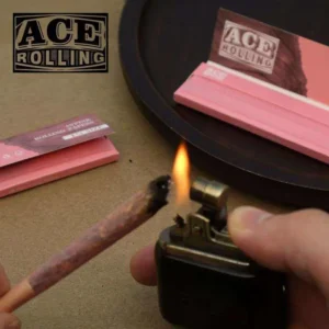 Ace Rolling 44mm x 78mm Pink Wood Pulp Rolling Papers wholesale product and packaging