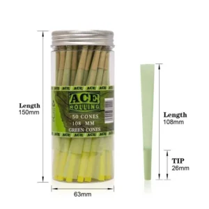 Ace Rolling 44mm x 108mm Green Hemp Pre-Rolled Cones - Tube Pack wholesale product and packaging