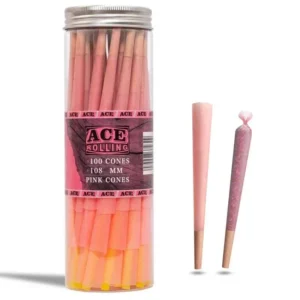 Ace Rolling 78mm Pink Hemp Pre-Rolled Cones - Tube Pack wholesale product and packaging
