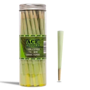 Ace Rolling 44mm x 108mm Green Hemp Pre-Rolled Cones - 200 Pack wholesale product and packaging