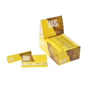Ace Rolling Super King Size Yellow Wood Pulp Rolling Papers wholesale product and packaging