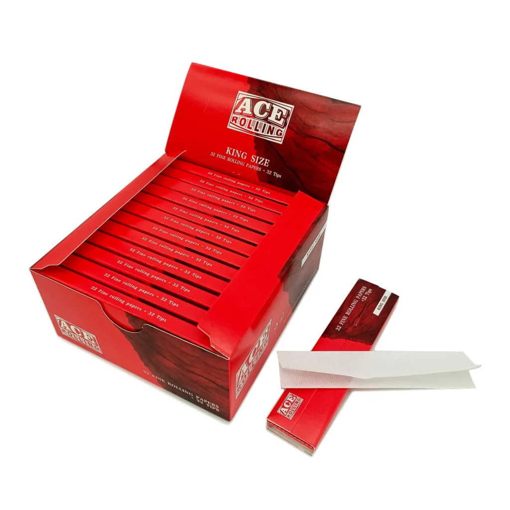Ace Rolling 44mm x 78mm Brown Wood Pulp Rolling Papers wholesale product and packaging