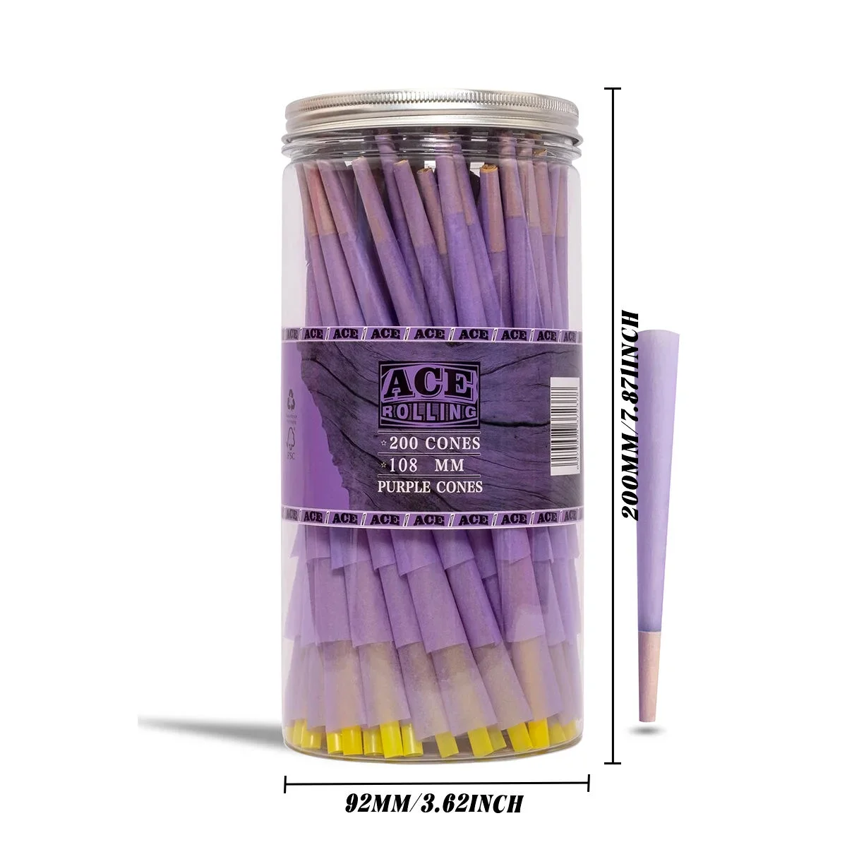 Ace Rolling King Size 44*108mm Green Wood Pulp Pre-Rolled Cone