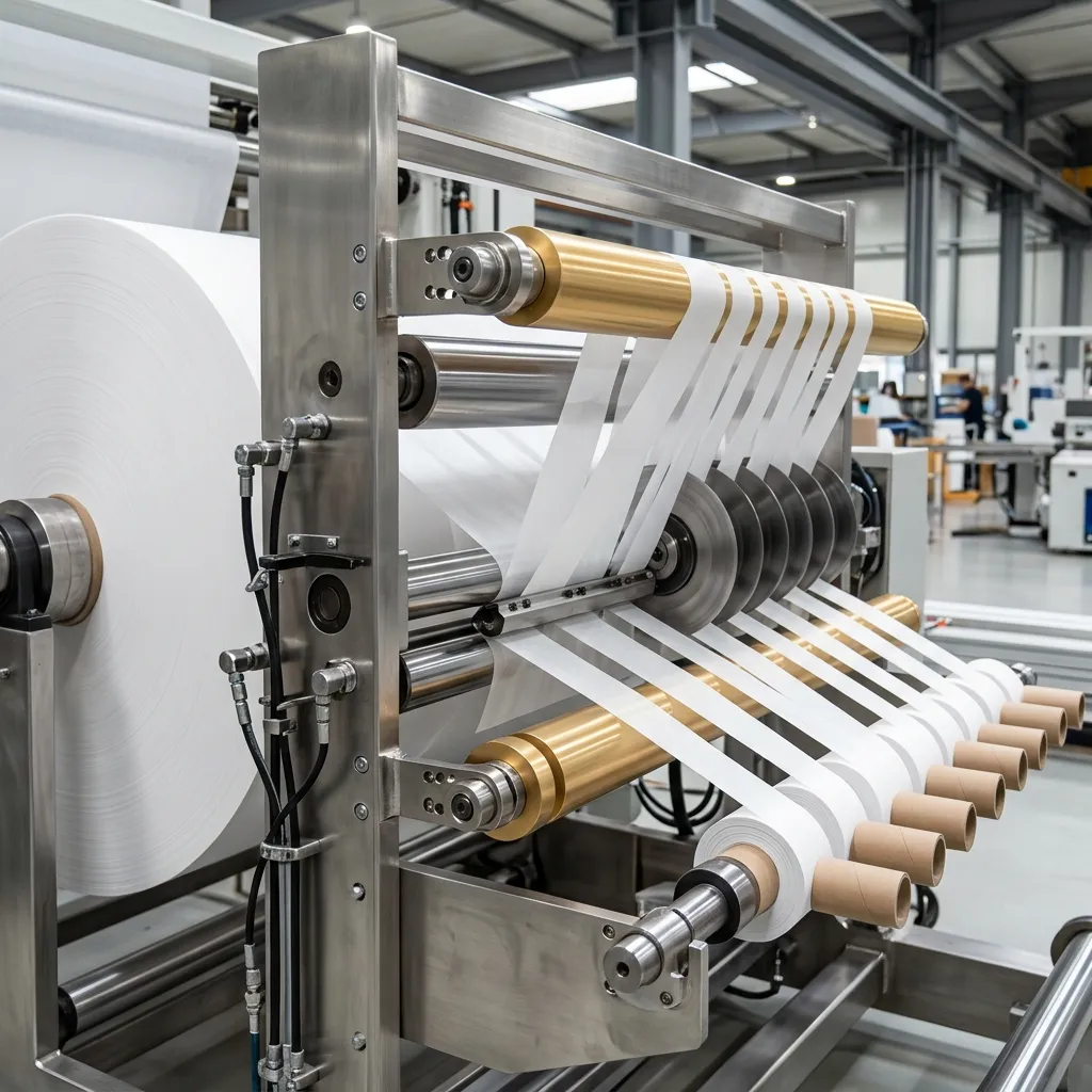 High speed paper slitting and winding bobbin machinery