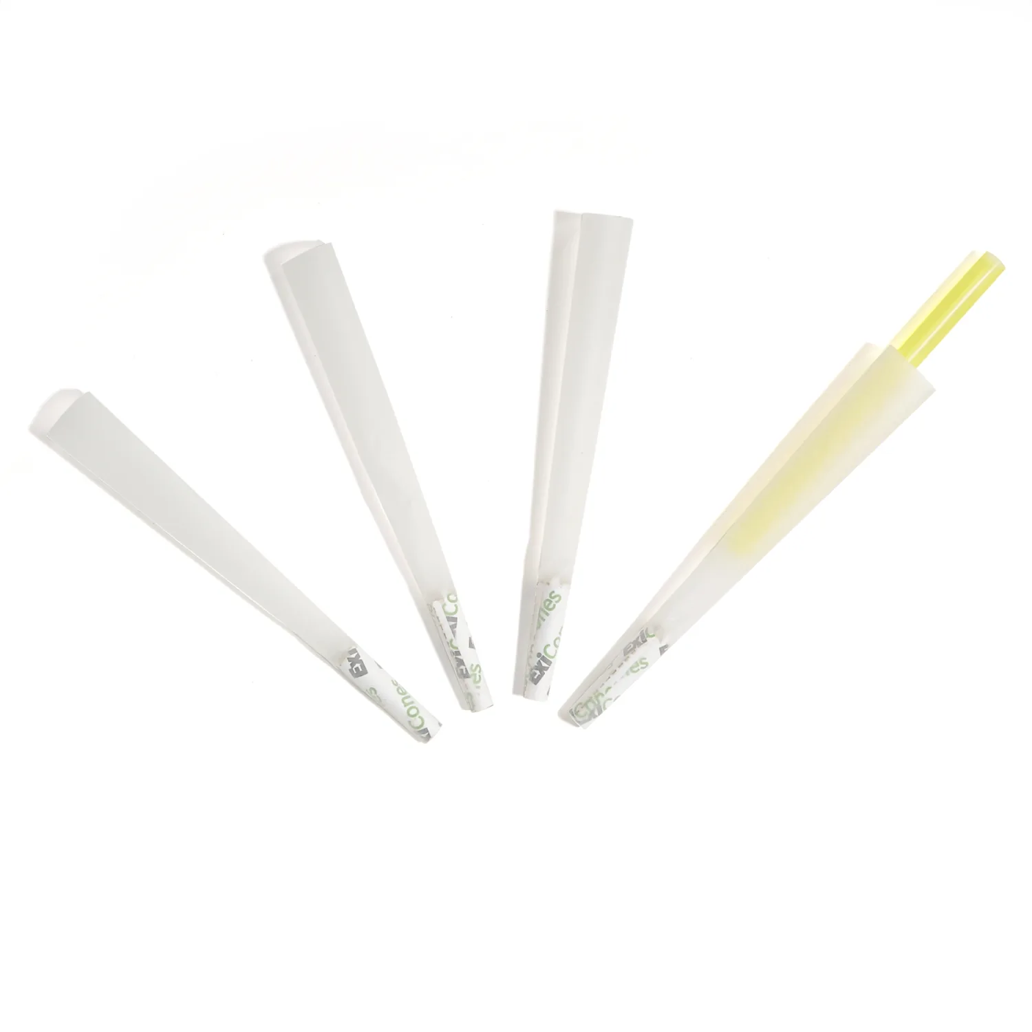 Loose white pre-rolled cones with yellow filter tip