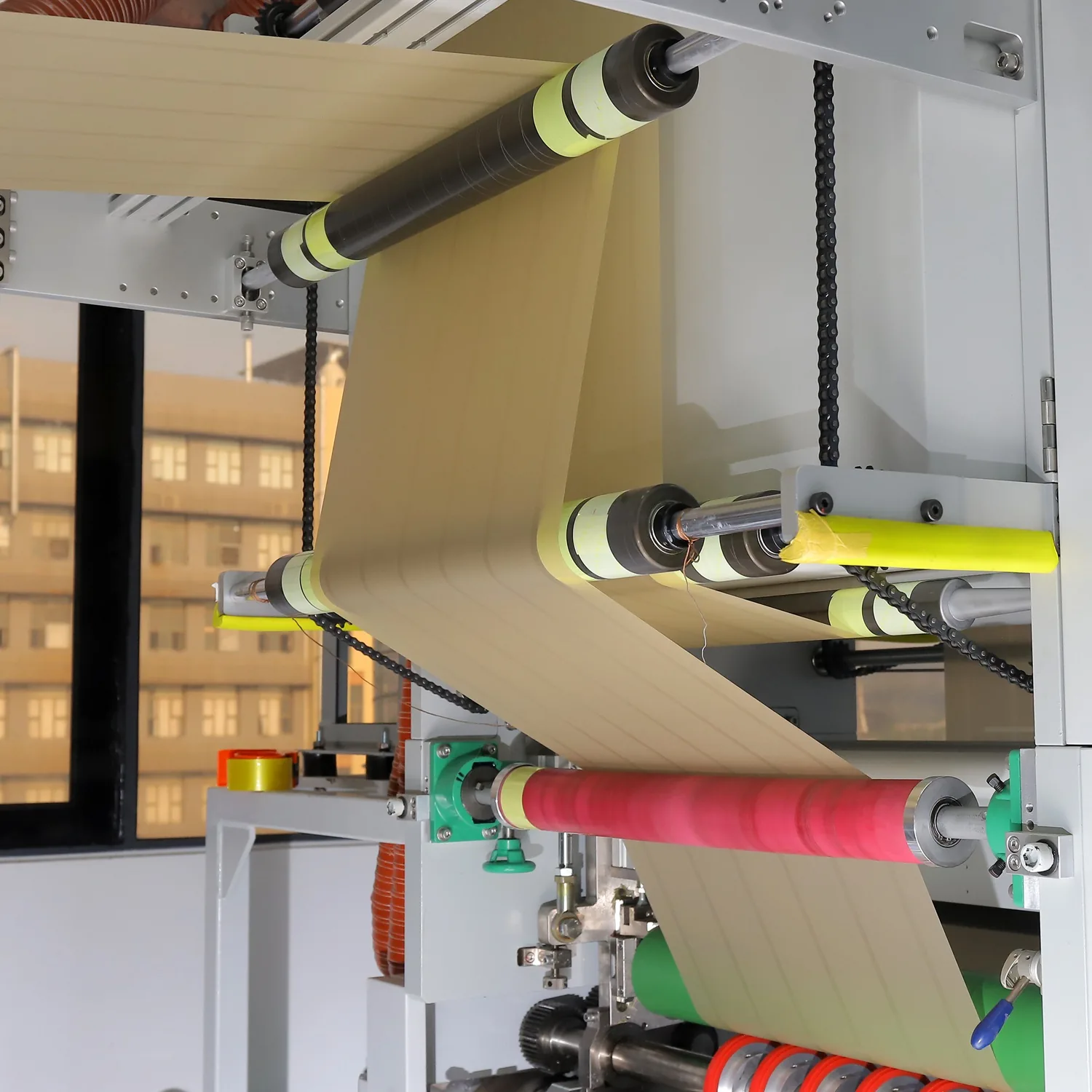 Paper web inspection and roller section on machine