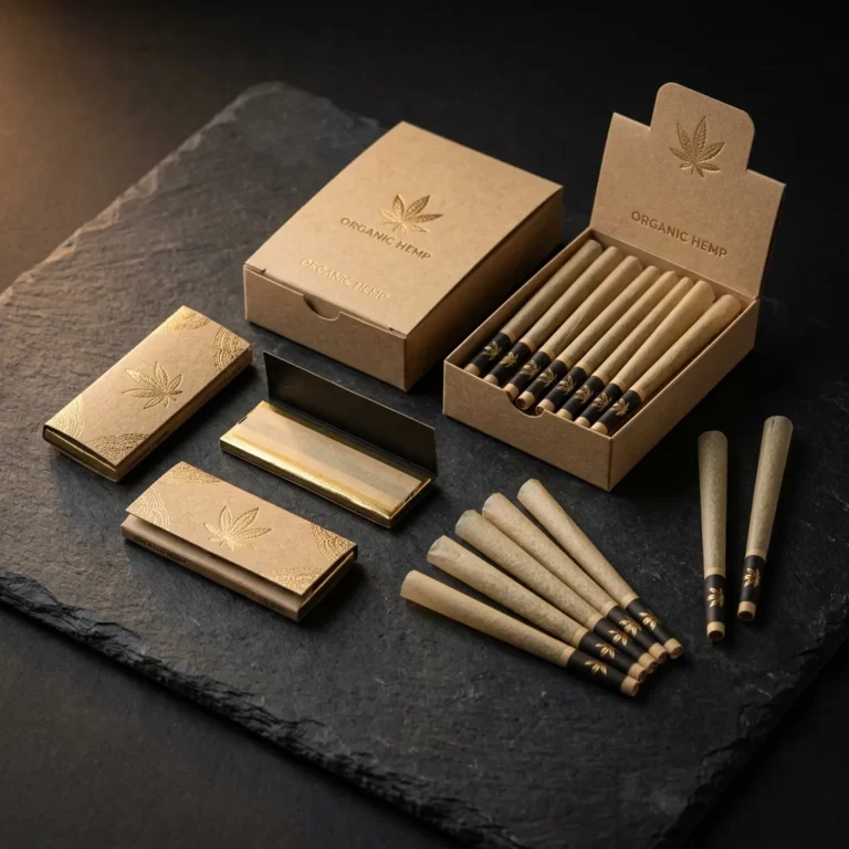 Ace Rolling premium organic hemp booklets and cones display