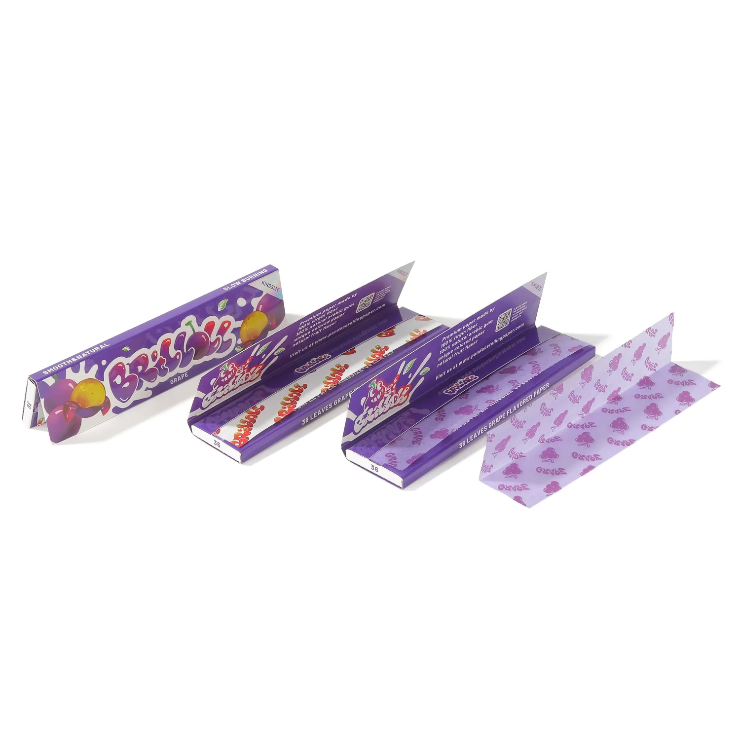 Ace Rolling purple custom rolling paper packaging with printed paper sheet