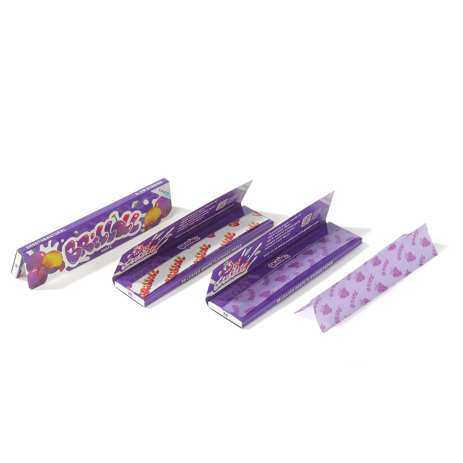 Ace Rolling purple rolling paper packaging with matching printed paper