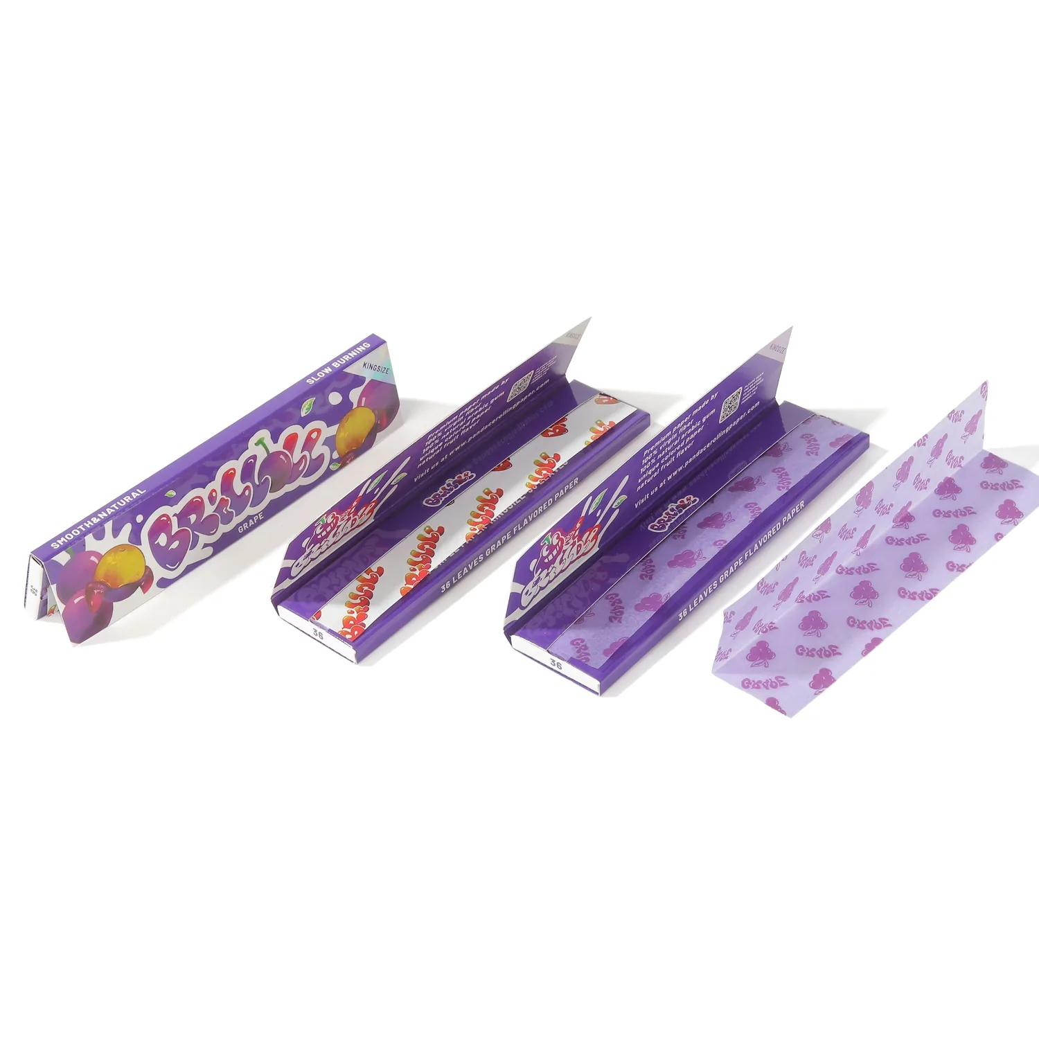 Ace Rolling purple rolling paper packs with matching printed sheet