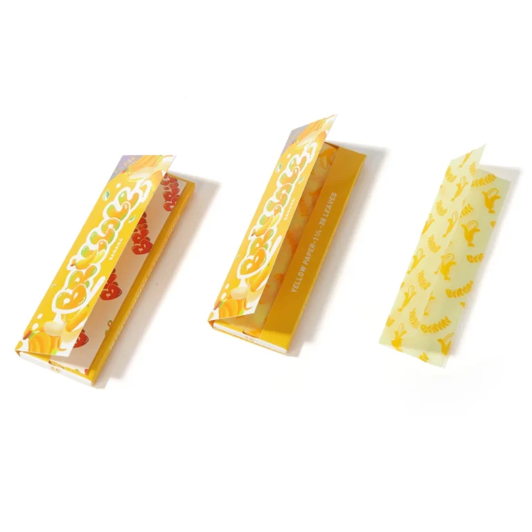 Ace Rolling yellow retail rolling paper pack with matching printed sheet