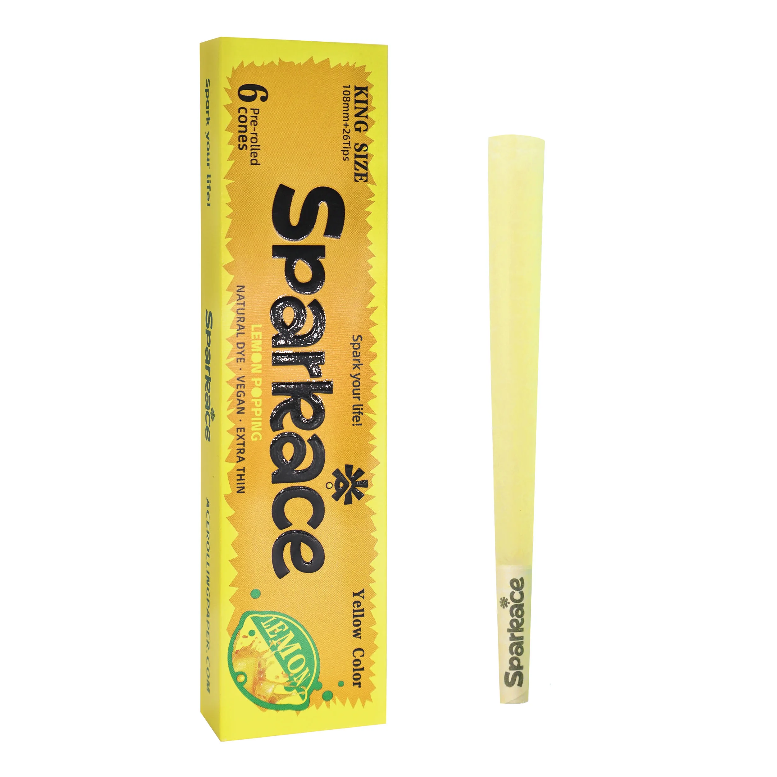 Sparkase 44*108mm Yellow Wood Pulp Pre-Rolled Cone