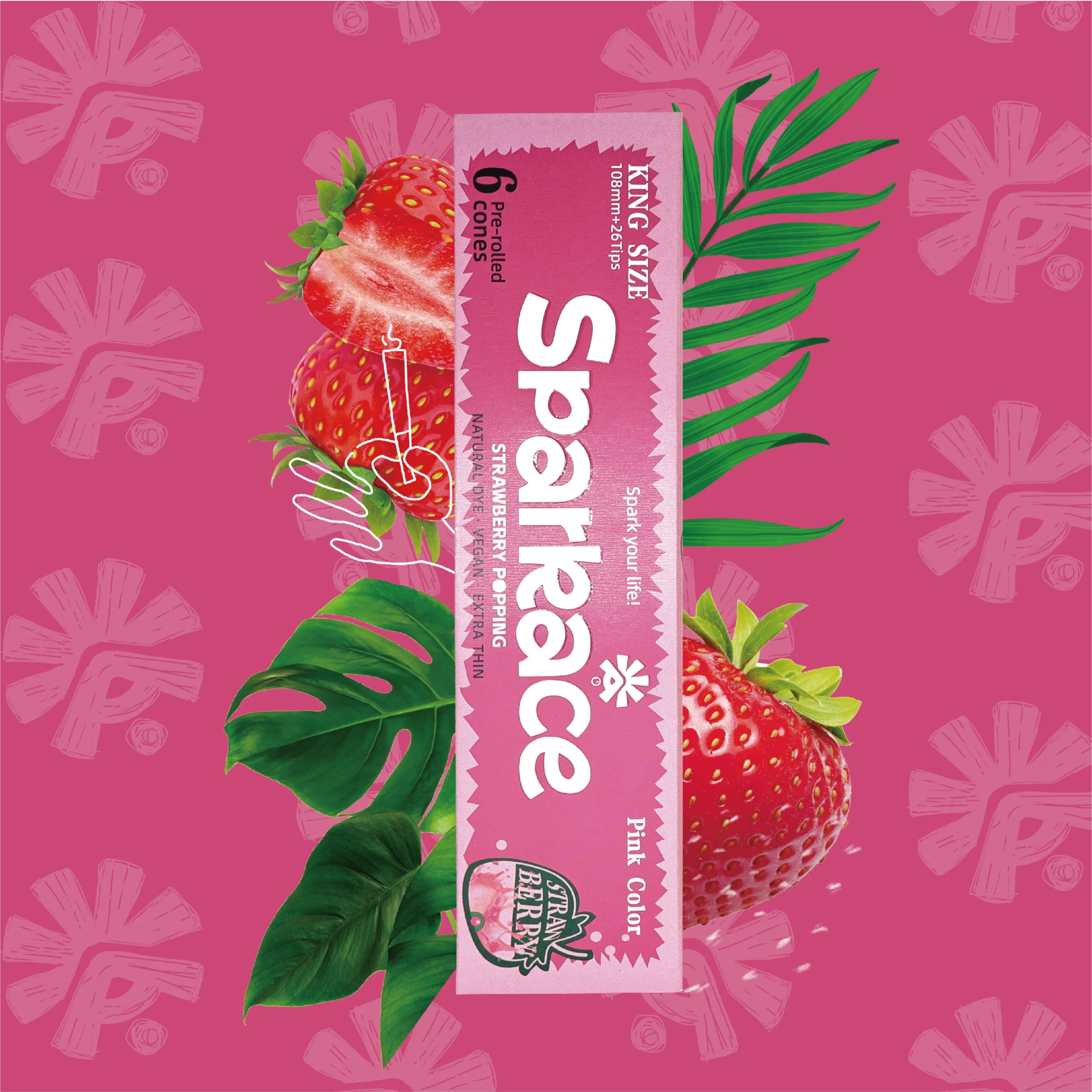 Sparkase 44x108mm Pink Wood Pulp Pre-Rolled Cone