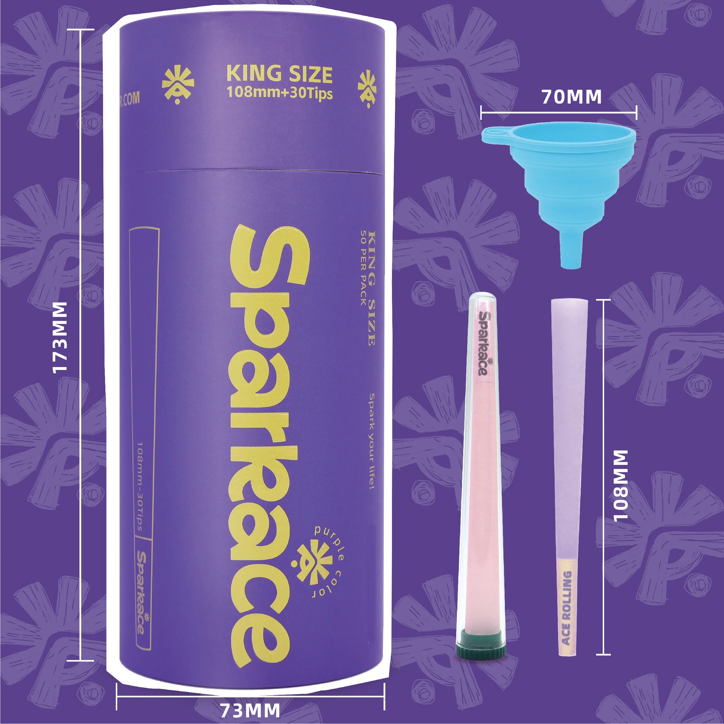 Sparkase Customized Size Purple Wood Pulp Pre-Rolled Cone
