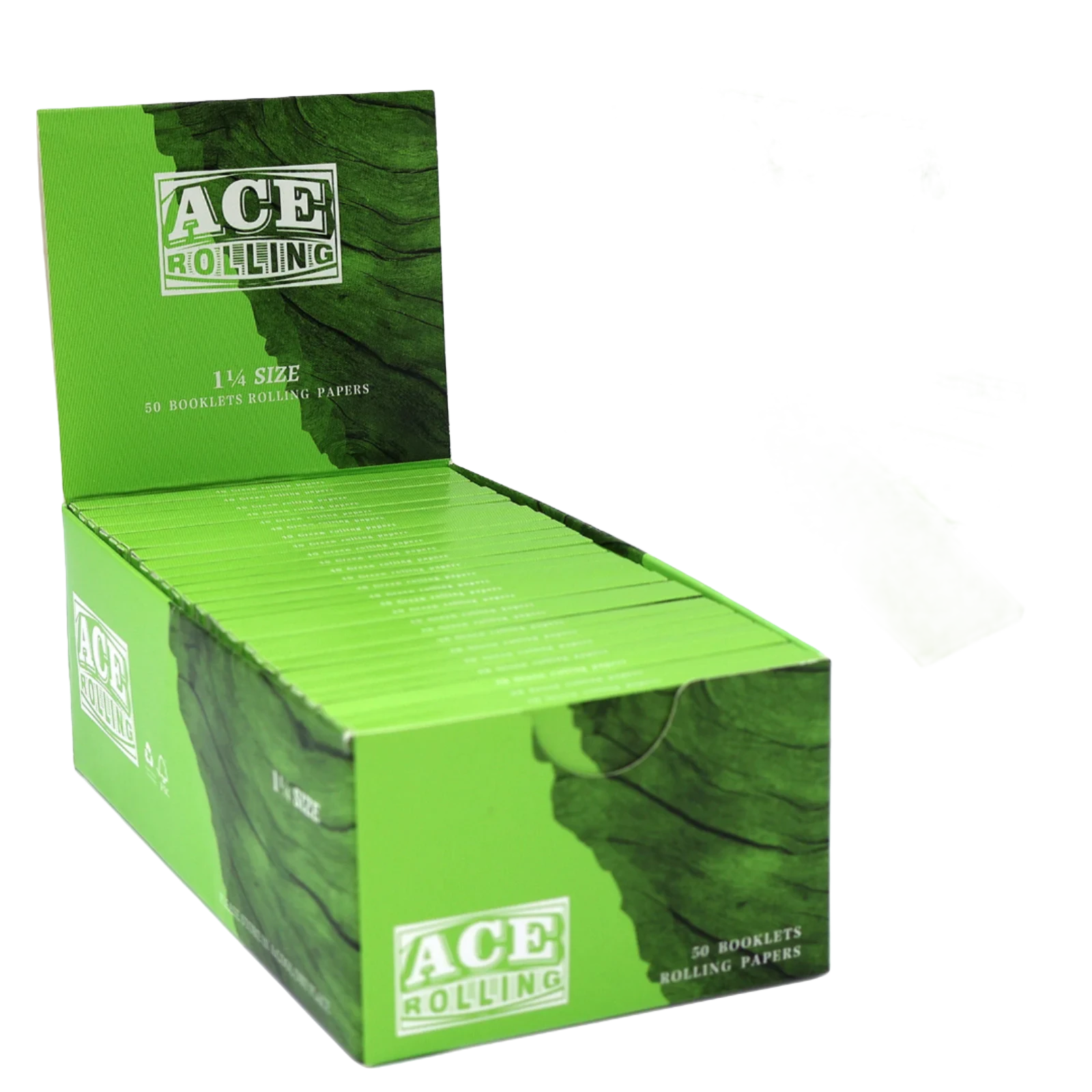 Ace Rolling 44mm x 78mm Green Wood Pulp Rolling Papers - Private Label