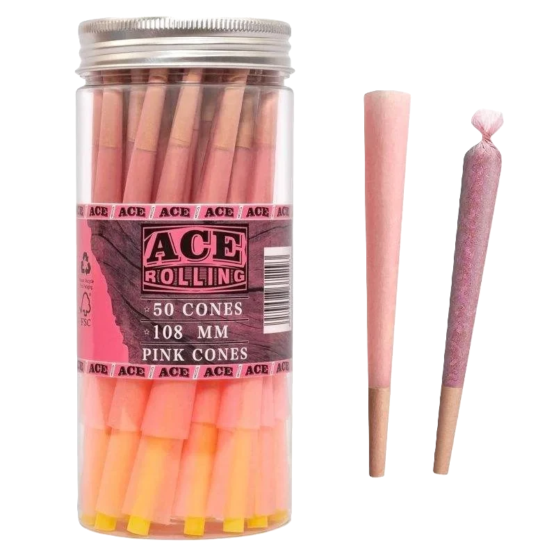Ace Rolling 44*108mm Pink Wood Pulp Pre-Rolled Cone