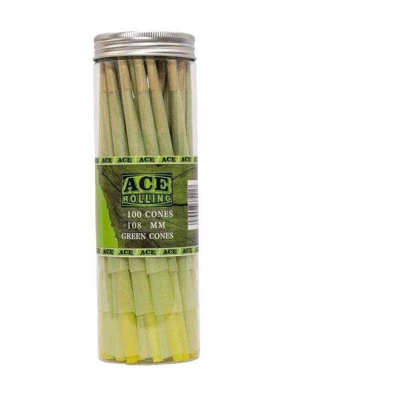Ace Rolling King Size 44mm x 108mm Green Hemp Pre-Rolled Cones - Tube Pack