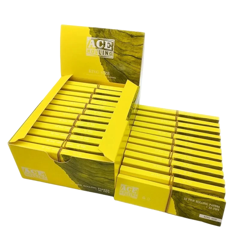 Ace Rolling King Size Yellow Wood Pulp Rolling Papers with Tips