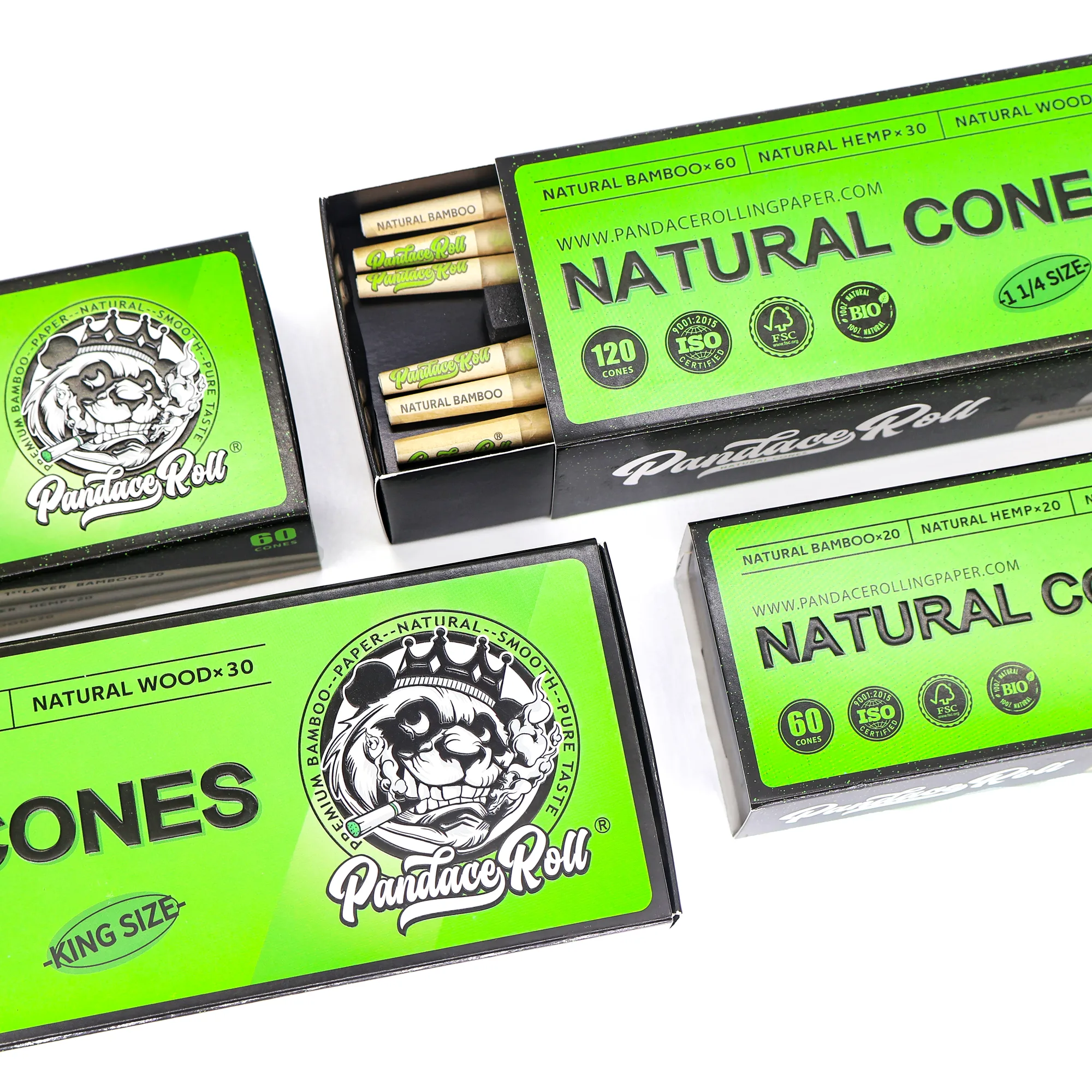 Pandace Roll natural cones boxes in 1 1/4 and king size