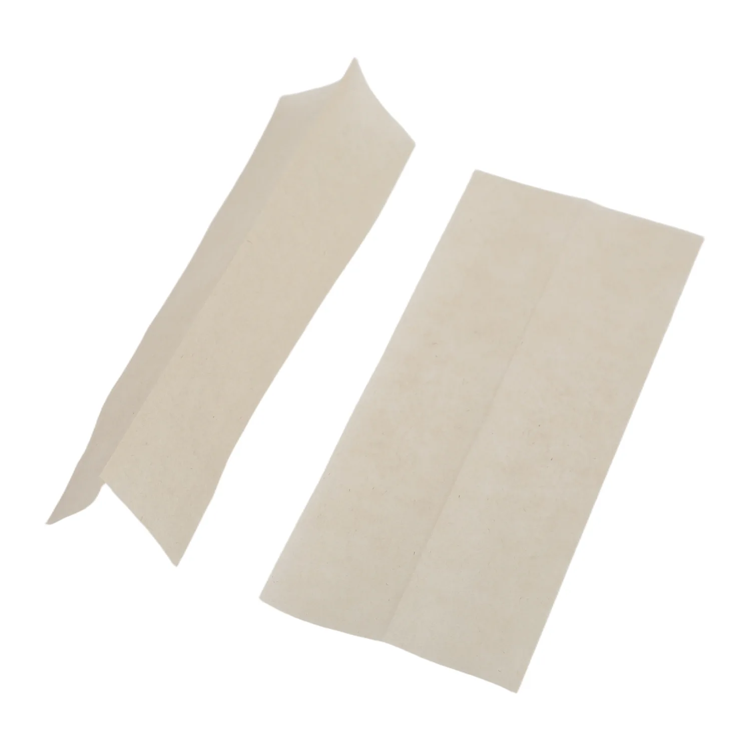 Two natural-tone translucent Ace Rolling paper leaves on white background