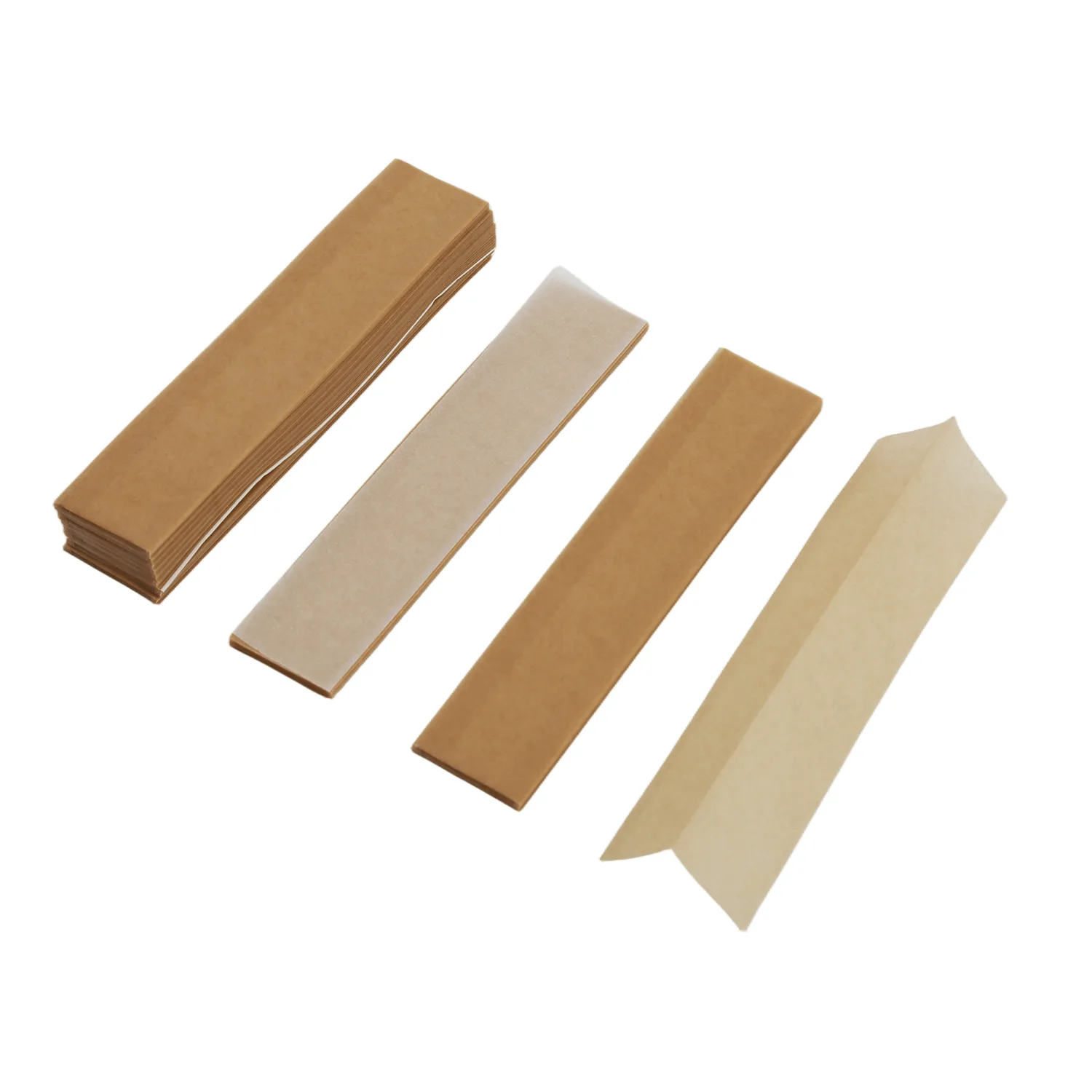 Unbleached rolling paper sheets and booklet stack