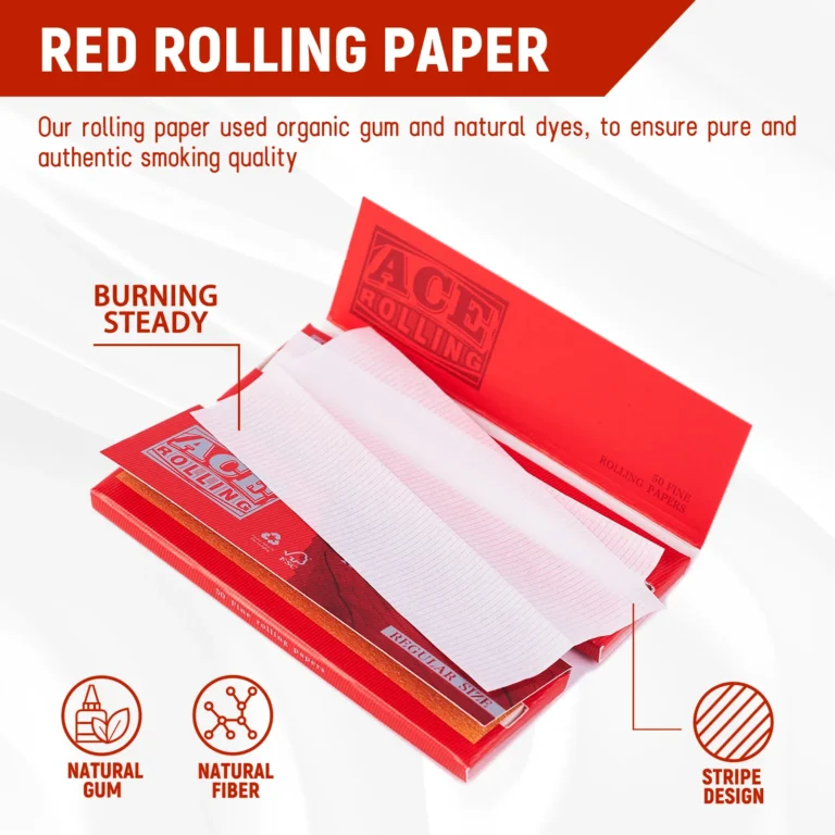 Ace Rolling regular size red rolling paper display with open booklet
