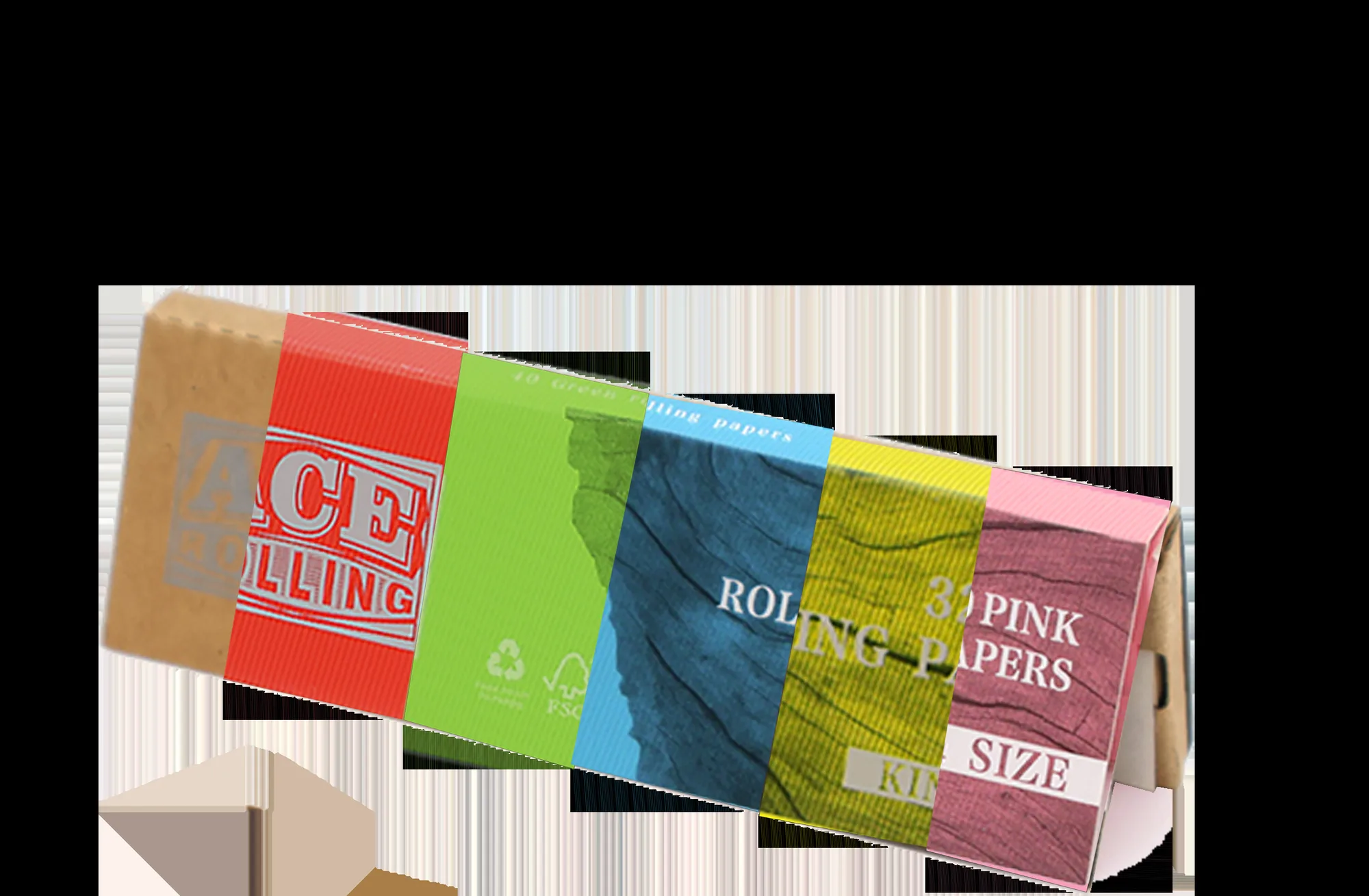 Assorted Ace Rolling rolling paper booklets in multiple colors and finishes