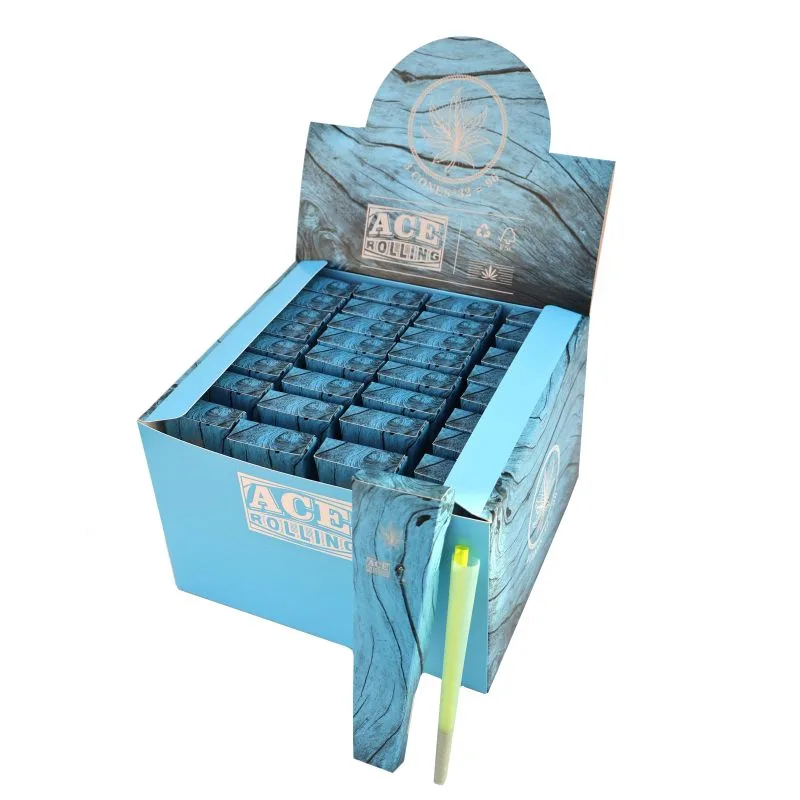 Ace Rolling 1 1/4 pre-rolled cones display with sample cone