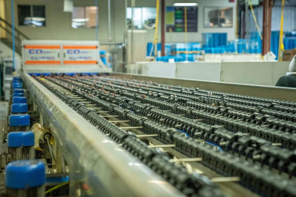 Automated factory production line conveying finished cone-format products