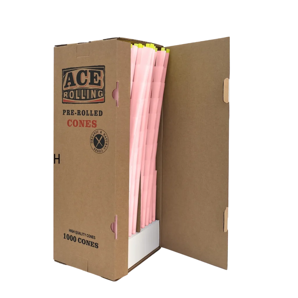 1000pk Pink Pre-Rolled Cones wholesale product and packaging