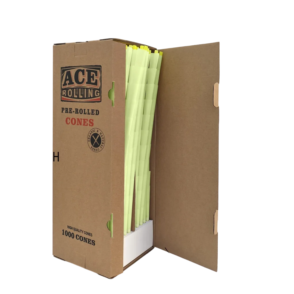 1000pk Green Pre-Rolled Cones wholesale product and packaging