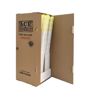1000pk White Pre-Rolled Cones wholesale product and packaging