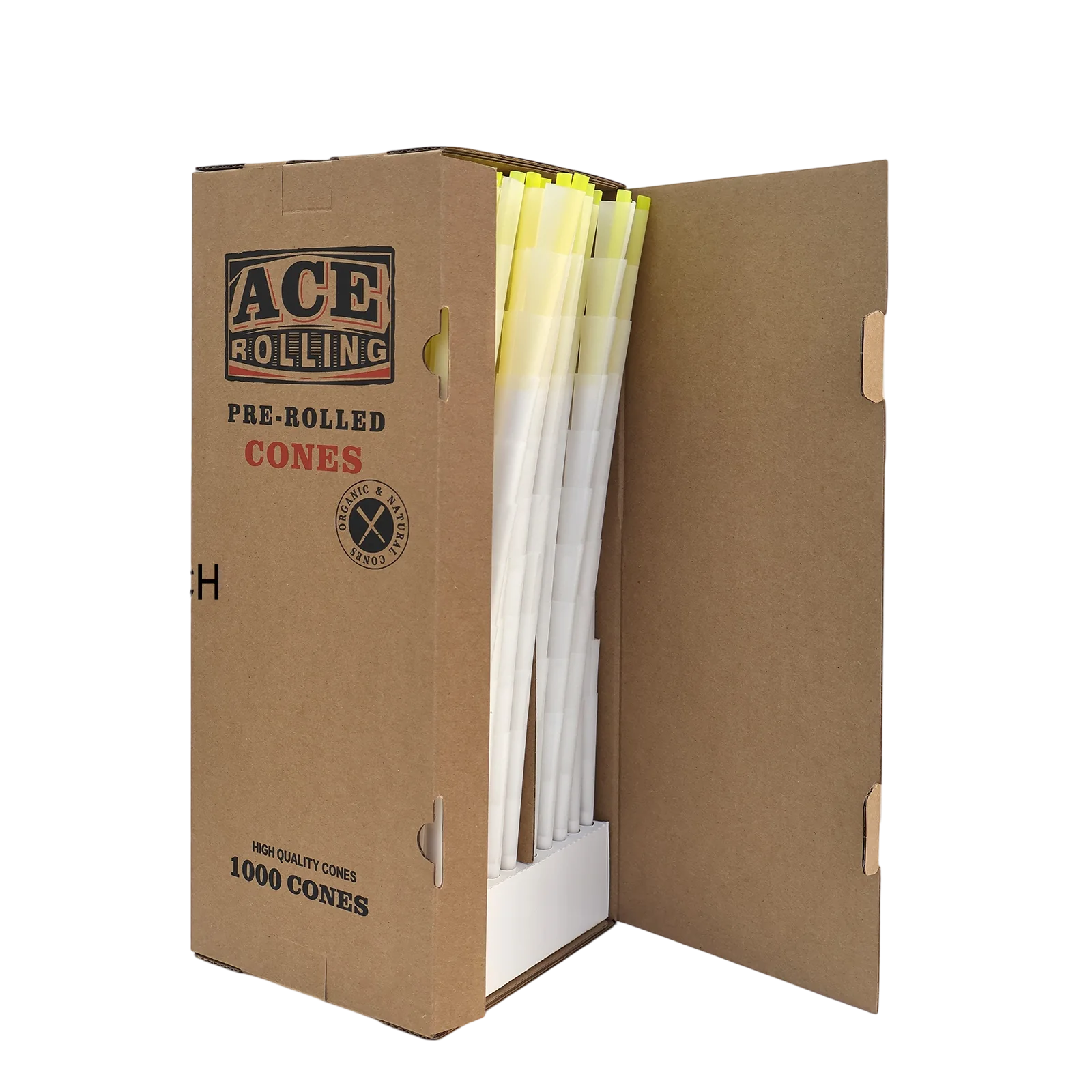 1000pk White Pre-Rolled Cones wholesale product and packaging