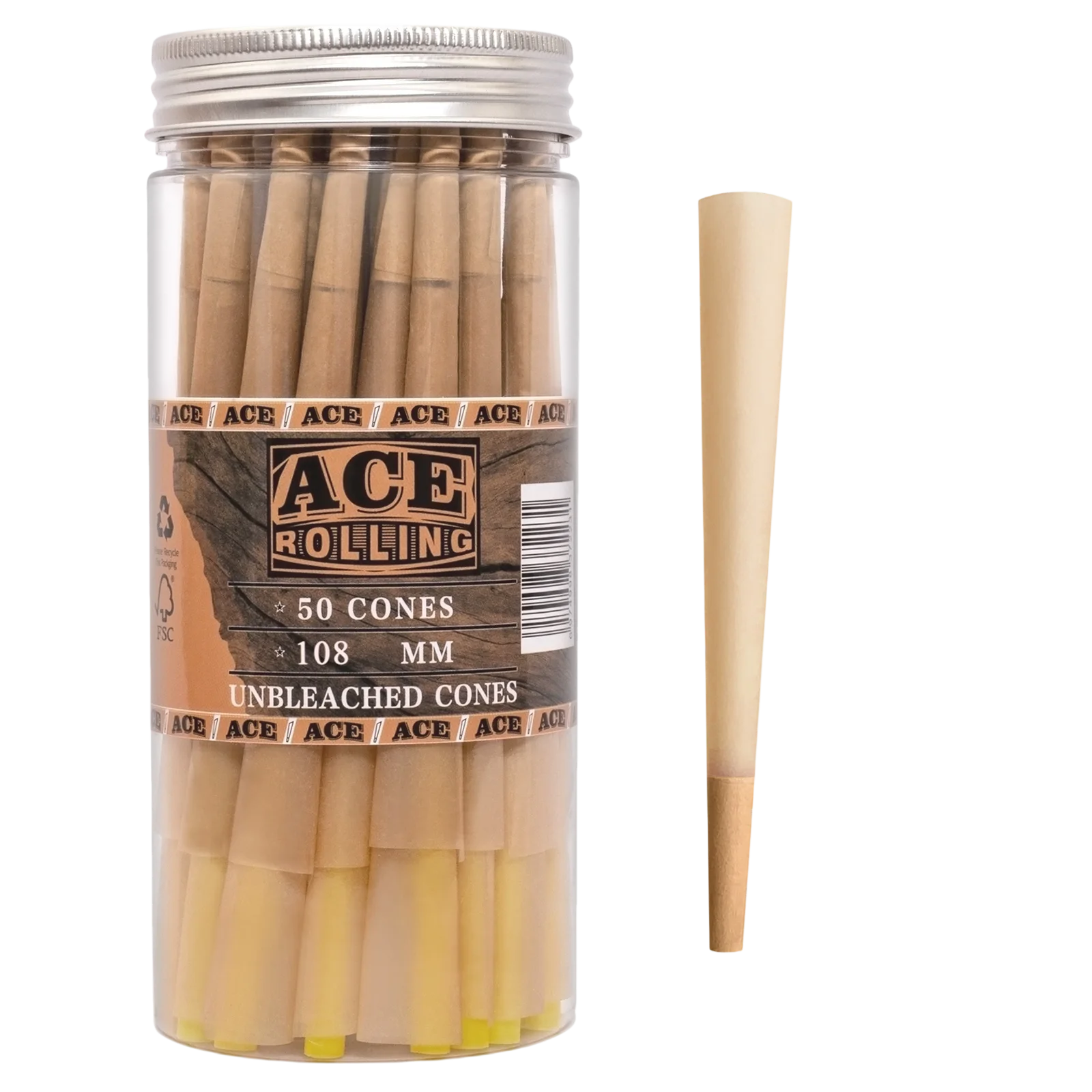 Natural Brown Pre-Rolled Cone Jar