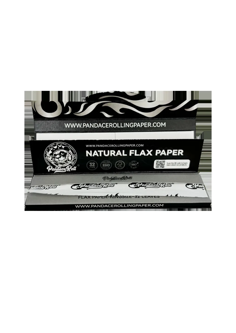 Open Pandace Roll kingsize flax paper booklet as a finished private-label brand