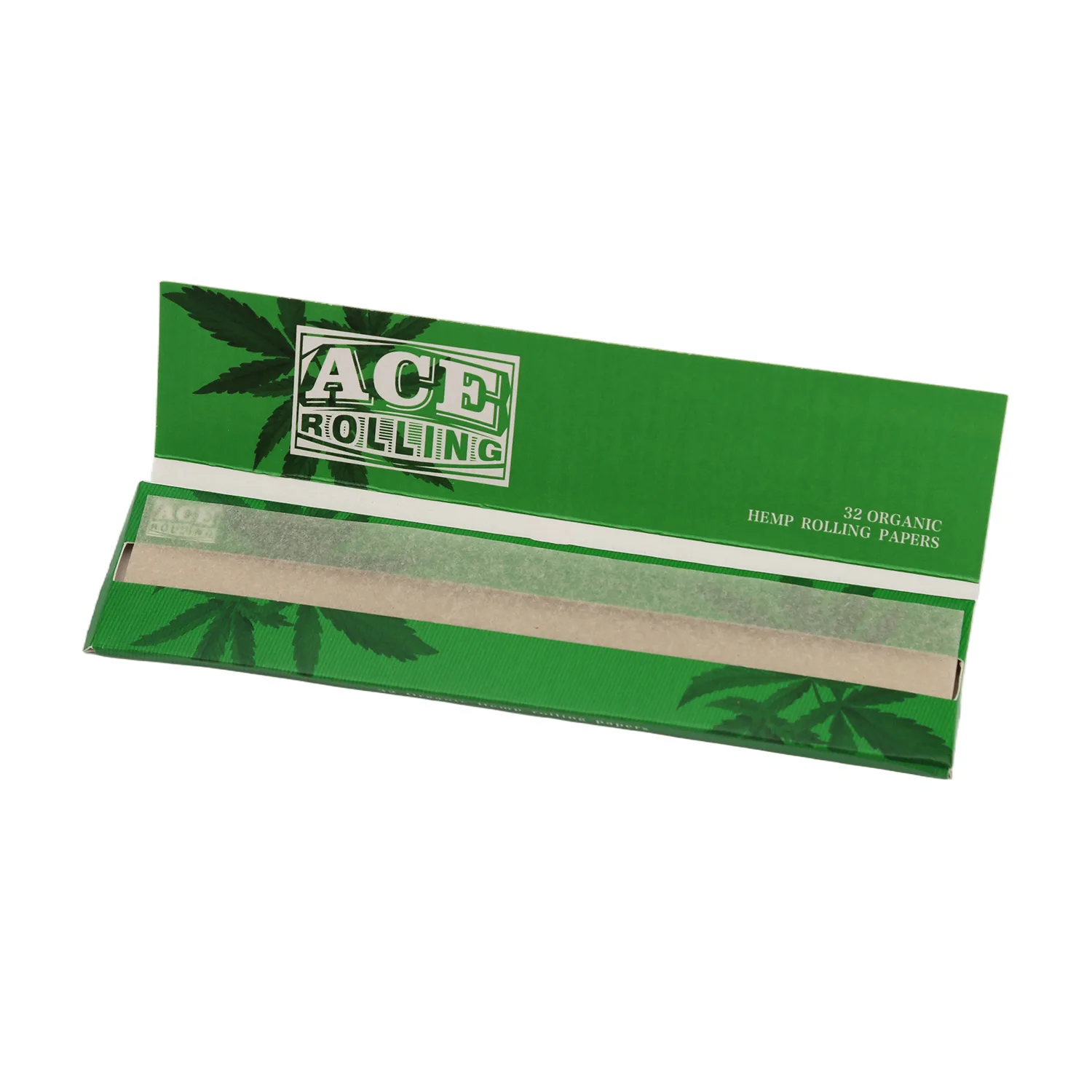 Open Ace Rolling organic hemp booklet with natural-tone leaf