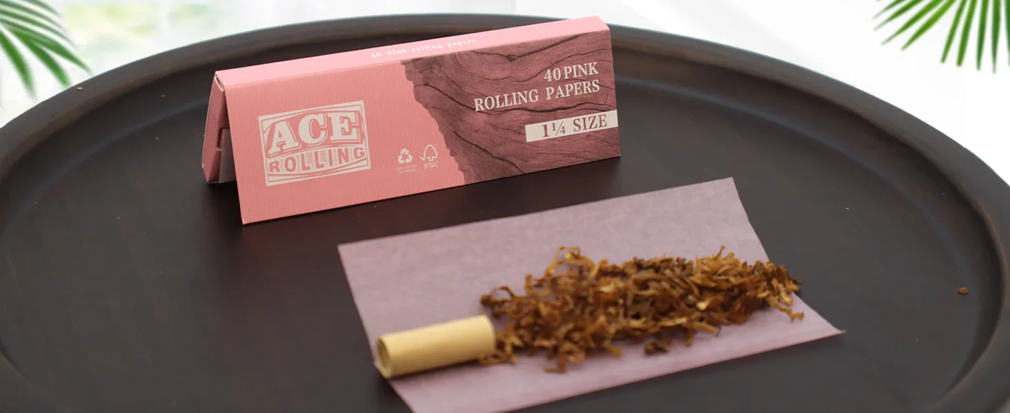 Ace Rolling pink booklet with paper, tip, and fill ready to roll