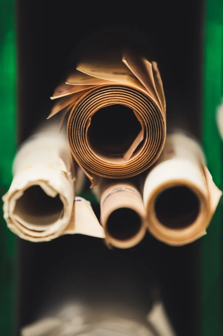Close-up of industrial natural-fiber paper rolls