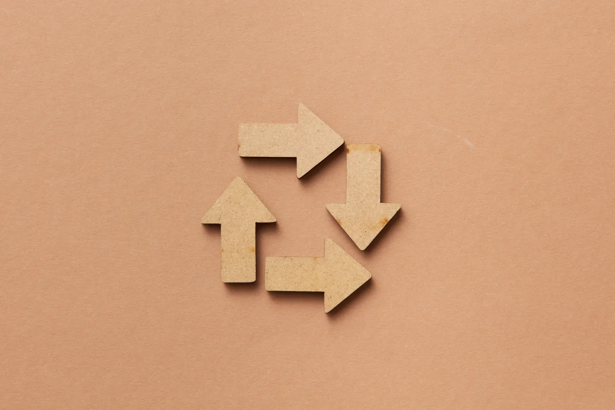 Recycling arrows symbol for eco-minded paper choices