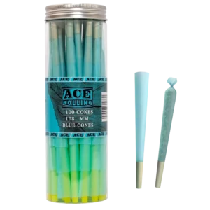 Blue 100pk Pre-Rolled Cone Jar wholesale product and packaging