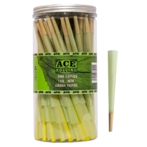 Green 200pk Pre-Rolled Cone Jar wholesale product and packaging