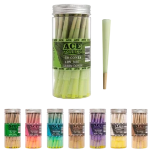 Green 50pk Pre-Rolled Cone Jar wholesale product and packaging