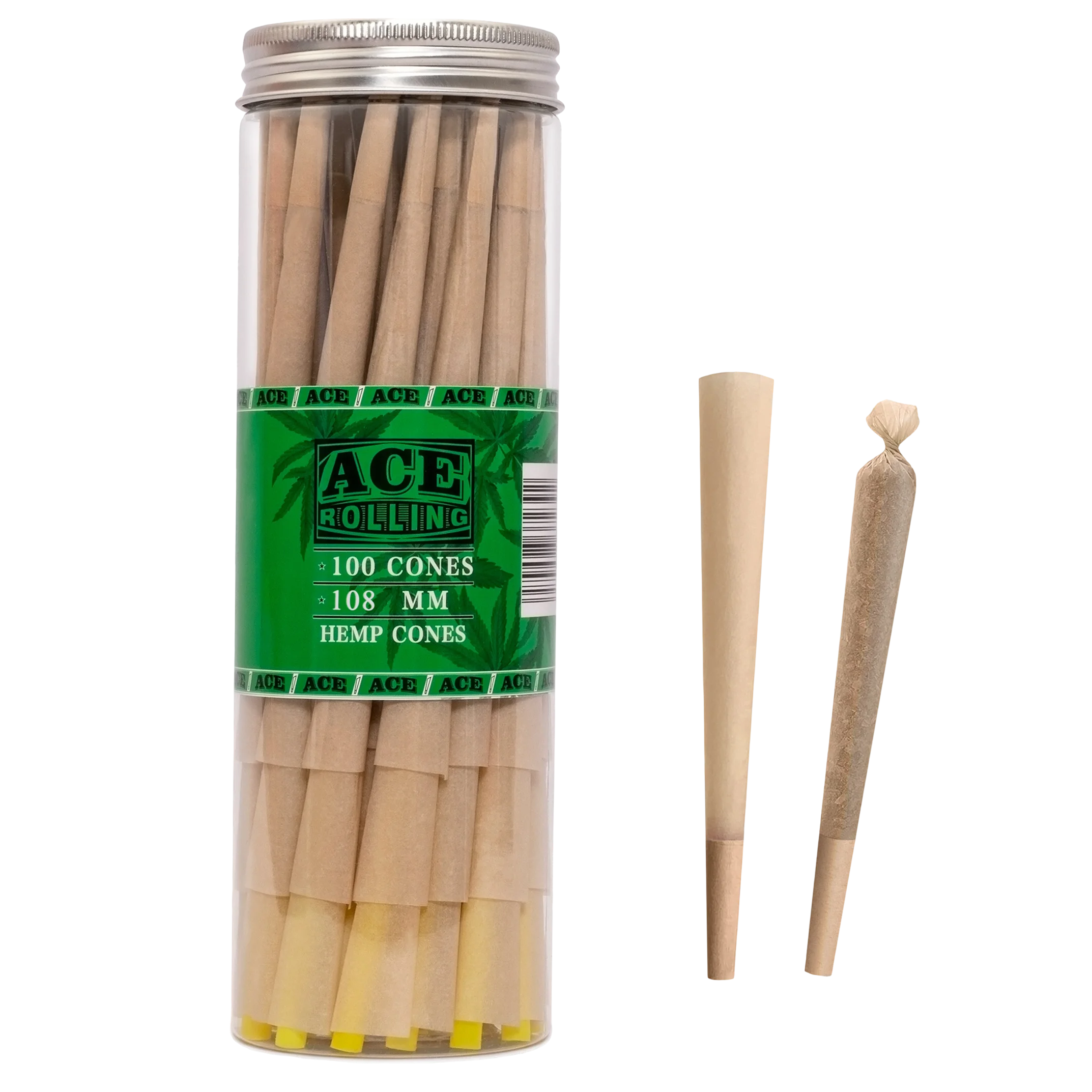 Hemp 100pk Pre-Rolled Cone Jar wholesale product and packaging