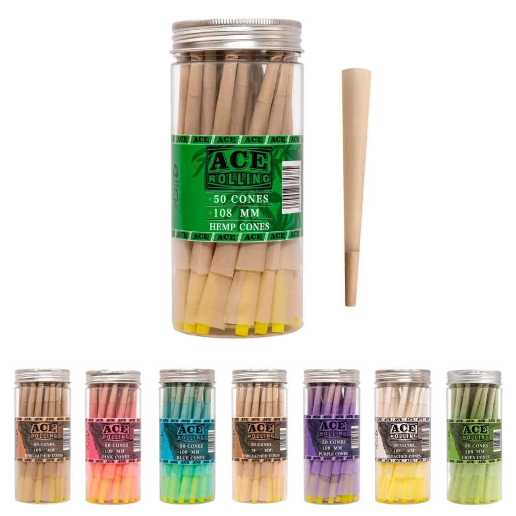 Hemp 50pk Pre-Rolled Cone Jar wholesale product and packaging