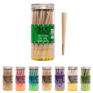 Hemp 50pk Pre-Rolled Cone Jar wholesale product and packaging