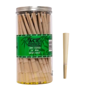 Hemp 78mm 200pk Pre-Rolled Cone Jar wholesale product and packaging
