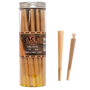 Natural Brown 100pk Pre-Rolled Cone Jar wholesale product and packaging