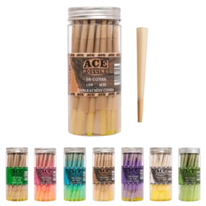 Natural Brown 50pk Pre-Rolled Cone Jar wholesale product and packaging