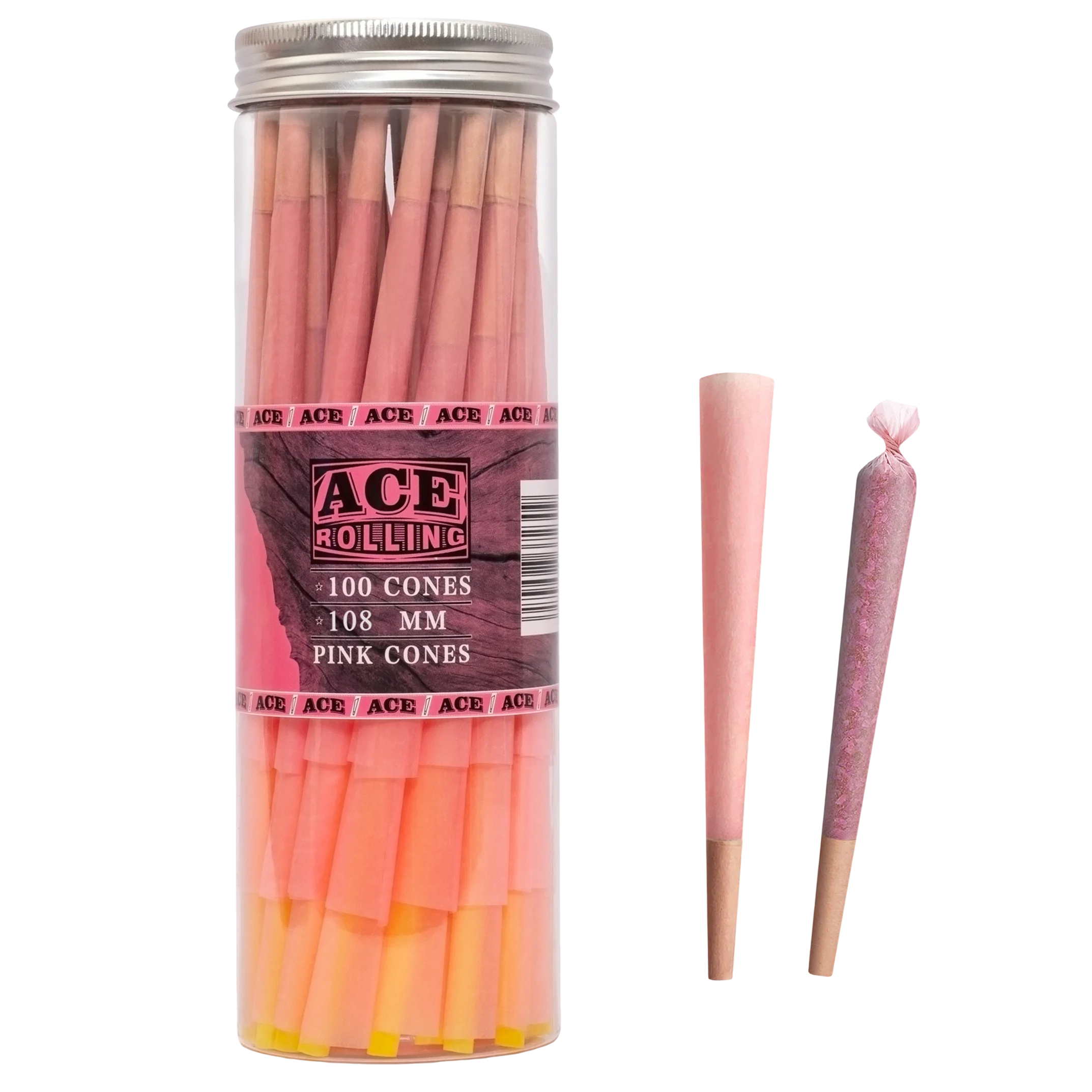 Pink 100pk Pre-Rolled Cone Jar wholesale product and packaging
