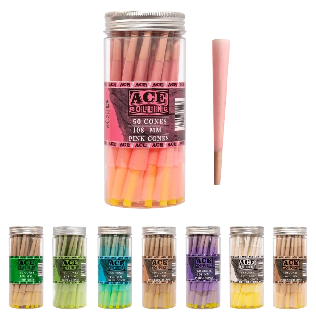 Pink 50pk Pre-Rolled Cone Jar wholesale product and packaging
